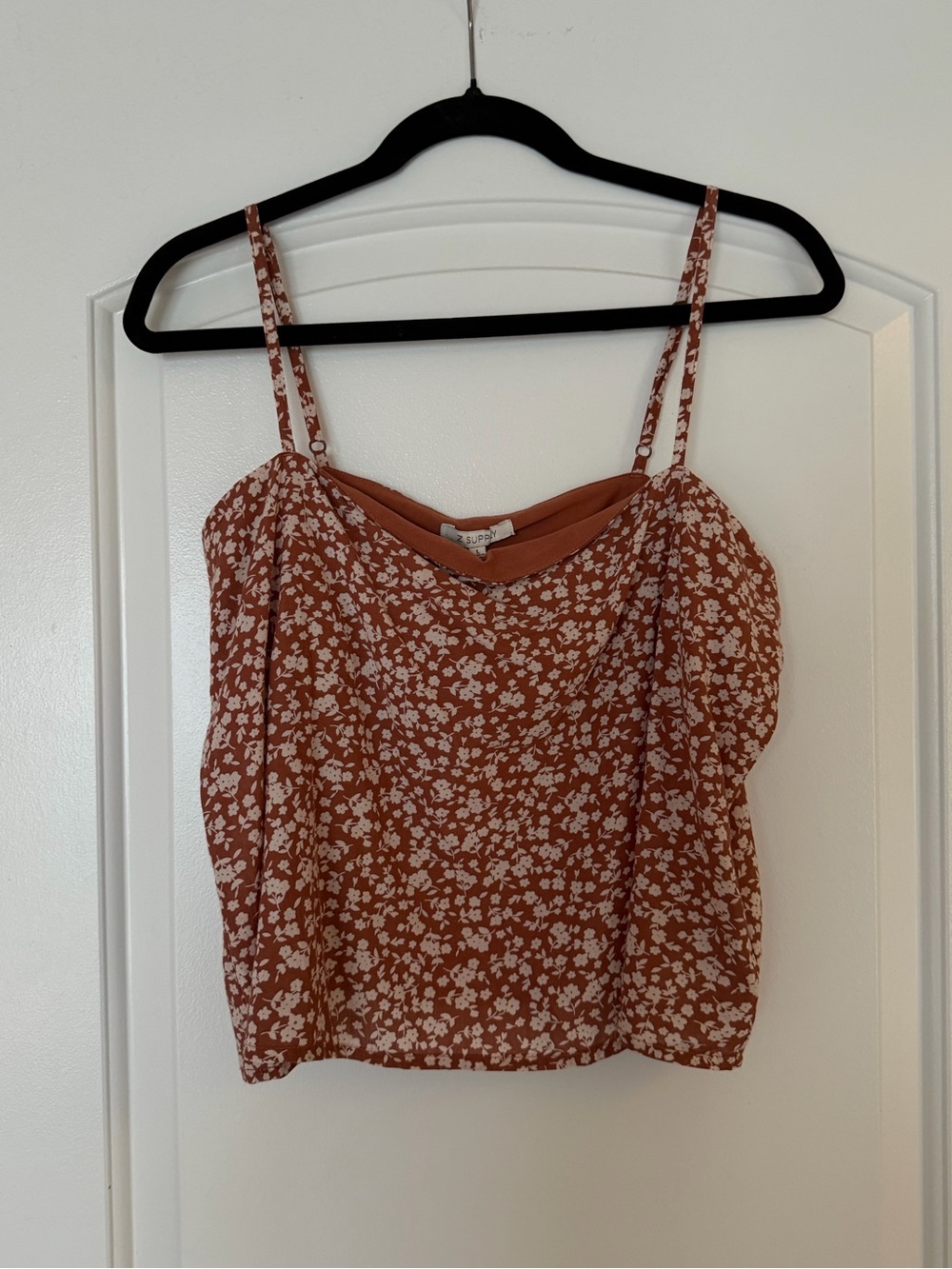 Z Supply Rust Floral Cami Top with White Print